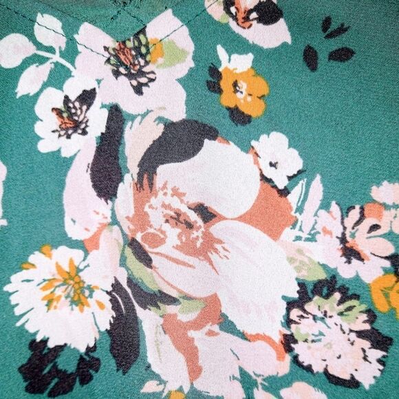 TORRID Teal Floral Georgette Raw Chiffon Trim Tank Top 4X - Picture 3 of 14